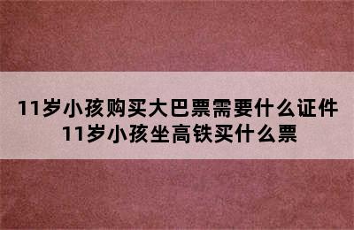 11岁小孩购买大巴票需要什么证件 11岁小孩坐高铁买什么票